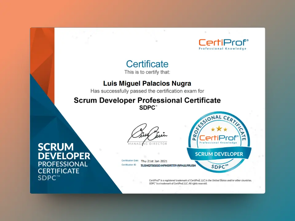 $Imagen del SDPC - Scrum Developer Professional Certificate