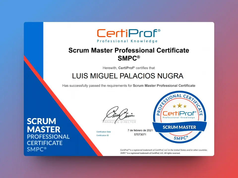 $Imagen del SMPC - Scrum Master Professional Certificate